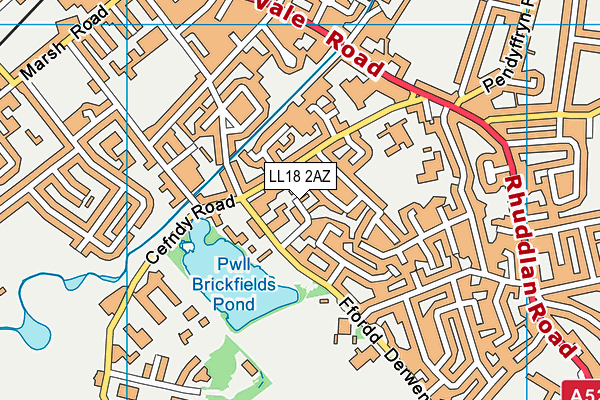 LL18 2AZ map - OS VectorMap District (Ordnance Survey) LL18 2AZ map - OS VectorMap District (Ordnance Survey)