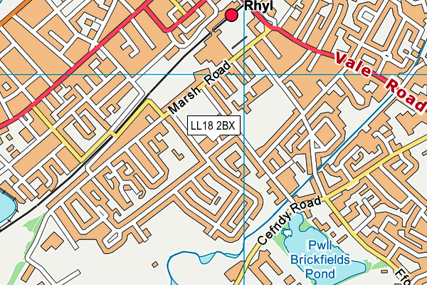 LL18 2BX map - OS VectorMap District (Ordnance Survey) LL18 2BX map - OS VectorMap District (Ordnance Survey)