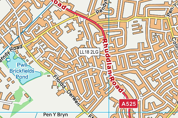 LL18 2LG map - OS VectorMap District (Ordnance Survey)