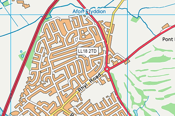 LL18 2TD map - OS VectorMap District (Ordnance Survey) LL18 2TD map - OS VectorMap District (Ordnance Survey)