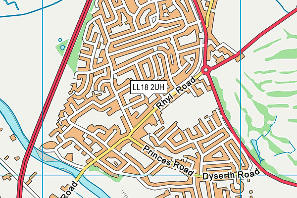 LL18 2UH map - OS VectorMap District (Ordnance Survey) LL18 2UH map - OS VectorMap District (Ordnance Survey)