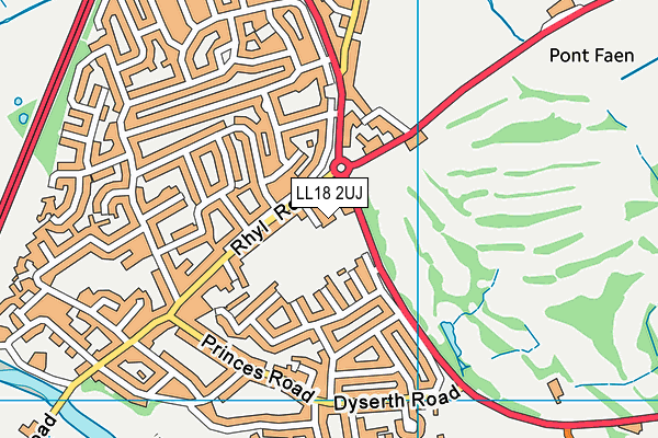 LL18 2UJ map - OS VectorMap District (Ordnance Survey) LL18 2UJ map - OS VectorMap District (Ordnance Survey)