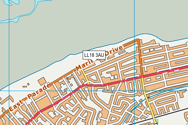 LL18 3AU map - OS VectorMap District (Ordnance Survey) LL18 3AU map - OS VectorMap District (Ordnance Survey)