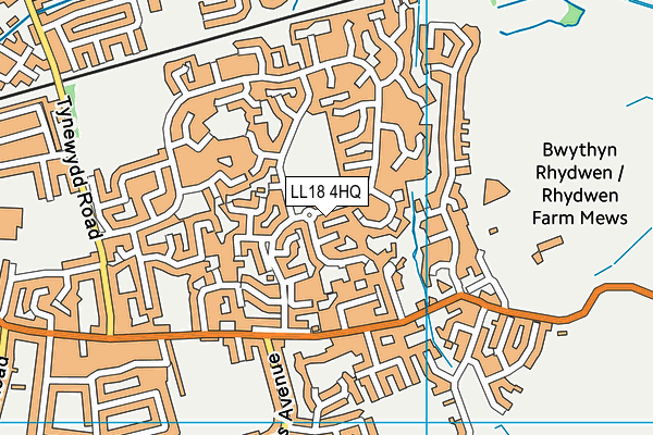 LL18 4HQ map - OS VectorMap District (Ordnance Survey) LL18 4HQ map - OS VectorMap District (Ordnance Survey)