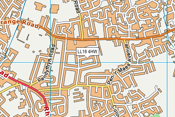 LL18 4HW map - OS VectorMap District (Ordnance Survey) LL18 4HW map - OS VectorMap District (Ordnance Survey)
