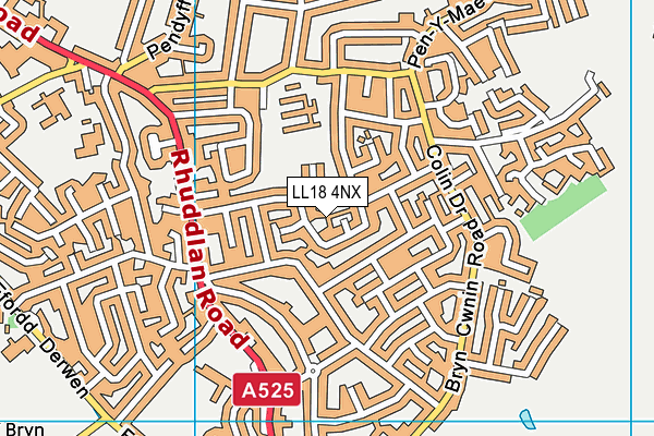 LL18 4NX map - OS VectorMap District (Ordnance Survey) LL18 4NX map - OS VectorMap District (Ordnance Survey)
