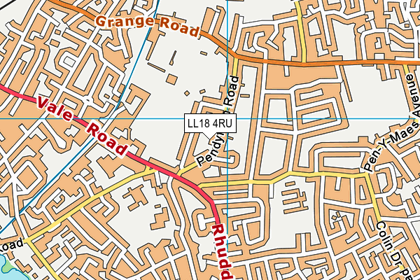 LL18 4RU map - OS VectorMap District (Ordnance Survey) LL18 4RU map - OS VectorMap District (Ordnance Survey)
