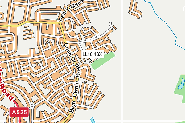 LL18 4SX map - OS VectorMap District (Ordnance Survey) LL18 4SX map - OS VectorMap District (Ordnance Survey)