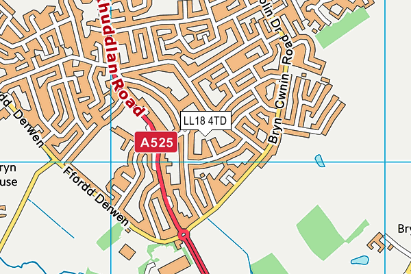 LL18 4TD map - OS VectorMap District (Ordnance Survey) LL18 4TD map - OS VectorMap District (Ordnance Survey)
