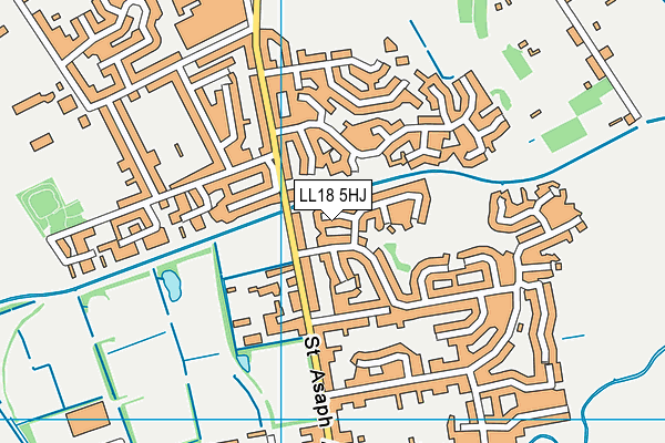 LL18 5HJ map - OS VectorMap District (Ordnance Survey) LL18 5HJ map - OS VectorMap District (Ordnance Survey)