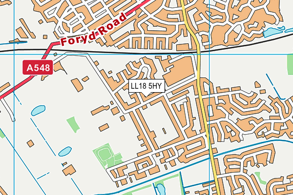 LL18 5HY map - OS VectorMap District (Ordnance Survey) LL18 5HY map - OS VectorMap District (Ordnance Survey)