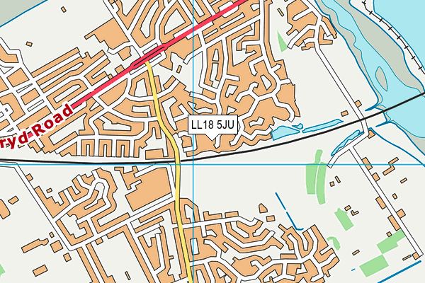 LL18 5JU map - OS VectorMap District (Ordnance Survey) LL18 5JU map - OS VectorMap District (Ordnance Survey)