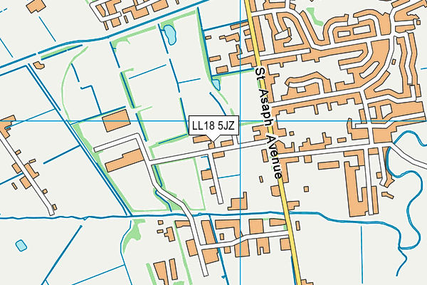 LL18 5JZ map - OS VectorMap District (Ordnance Survey) LL18 5JZ map - OS VectorMap District (Ordnance Survey)