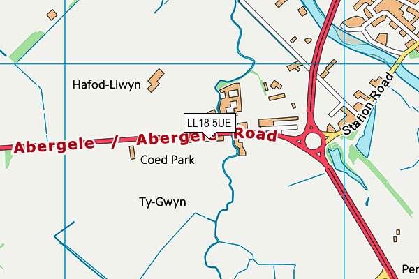 LL18 5UE map - OS VectorMap District (Ordnance Survey) LL18 5UE map - OS VectorMap District (Ordnance Survey)