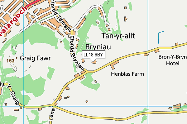 LL18 6BY map - OS VectorMap District (Ordnance Survey)