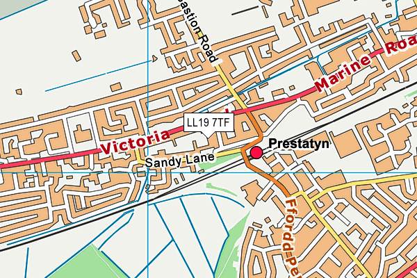 LL19 7TF map - OS VectorMap District (Ordnance Survey)