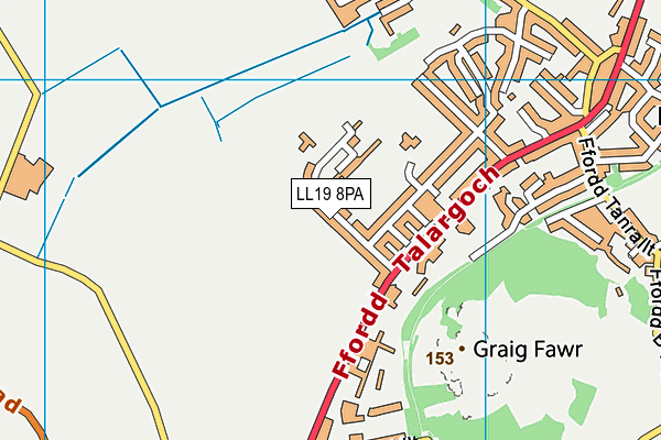 LL19 8PA map - OS VectorMap District (Ordnance Survey) LL19 8PA map - OS VectorMap District (Ordnance Survey)