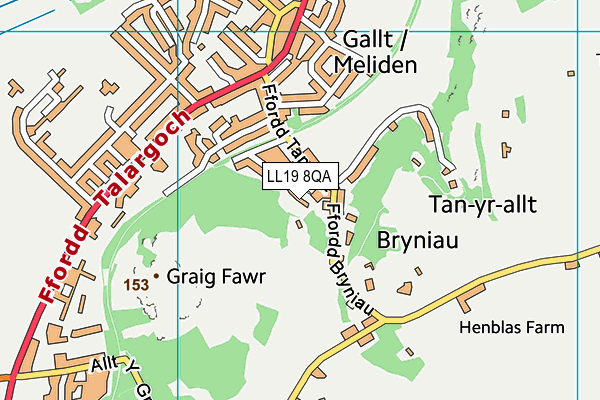 LL19 8QA map - OS VectorMap District (Ordnance Survey) LL19 8QA map - OS VectorMap District (Ordnance Survey)