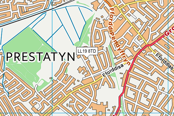 LL19 8TD map - OS VectorMap District (Ordnance Survey) LL19 8TD map - OS VectorMap District (Ordnance Survey)