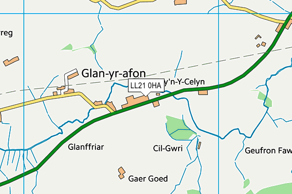 LL21 0HA map - OS VectorMap District (Ordnance Survey) LL21 0HA map - OS VectorMap District (Ordnance Survey)