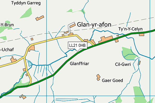 LL21 0HB map - OS VectorMap District (Ordnance Survey) LL21 0HB map - OS VectorMap District (Ordnance Survey)