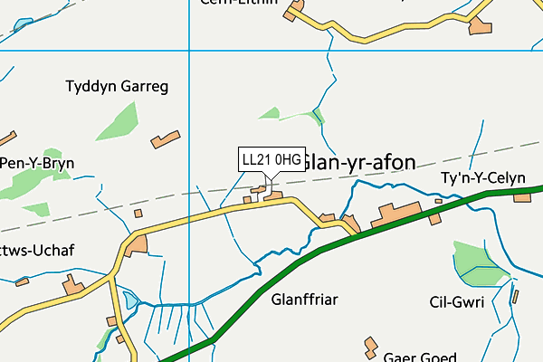 LL21 0HG map - OS VectorMap District (Ordnance Survey) LL21 0HG map - OS VectorMap District (Ordnance Survey)
