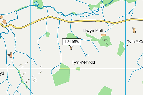 LL21 0RW map - OS VectorMap District (Ordnance Survey)