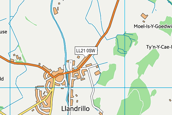 LL21 0SW map - OS VectorMap District (Ordnance Survey) LL21 0SW map - OS VectorMap District (Ordnance Survey)