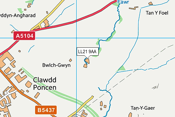 LL21 9AA map - OS VectorMap District (Ordnance Survey) LL21 9AA map - OS VectorMap District (Ordnance Survey)