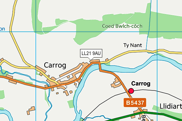 LL21 9AU map - OS VectorMap District (Ordnance Survey) LL21 9AU map - OS VectorMap District (Ordnance Survey)