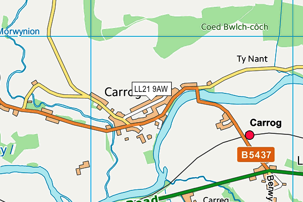 LL21 9AW map - OS VectorMap District (Ordnance Survey) LL21 9AW map - OS VectorMap District (Ordnance Survey)