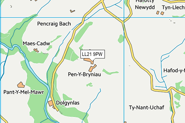 LL21 9PW map - OS VectorMap District (Ordnance Survey) LL21 9PW map - OS VectorMap District (Ordnance Survey)