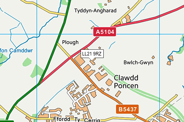 LL21 9RZ map - OS VectorMap District (Ordnance Survey) LL21 9RZ map - OS VectorMap District (Ordnance Survey)
