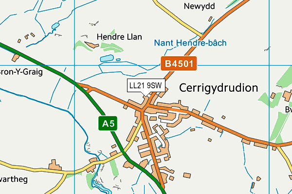 LL21 9SW map - OS VectorMap District (Ordnance Survey) LL21 9SW map - OS VectorMap District (Ordnance Survey)