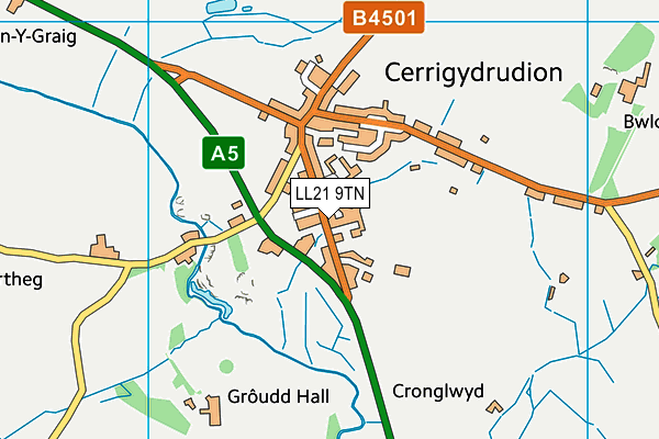 LL21 9TN map - OS VectorMap District (Ordnance Survey) LL21 9TN map - OS VectorMap District (Ordnance Survey)