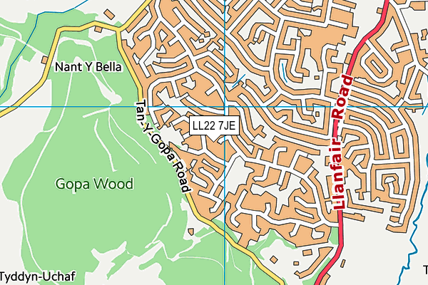 LL22 7JE map - OS VectorMap District (Ordnance Survey) LL22 7JE map - OS VectorMap District (Ordnance Survey)