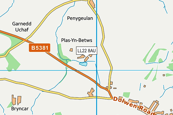 LL22 8AU map - OS VectorMap District (Ordnance Survey) LL22 8AU map - OS VectorMap District (Ordnance Survey)