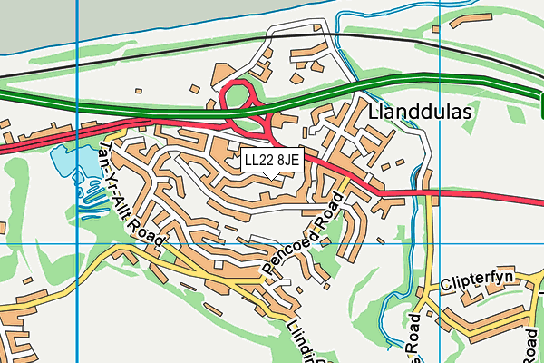 LL22 8JE map - OS VectorMap District (Ordnance Survey) LL22 8JE map - OS VectorMap District (Ordnance Survey)