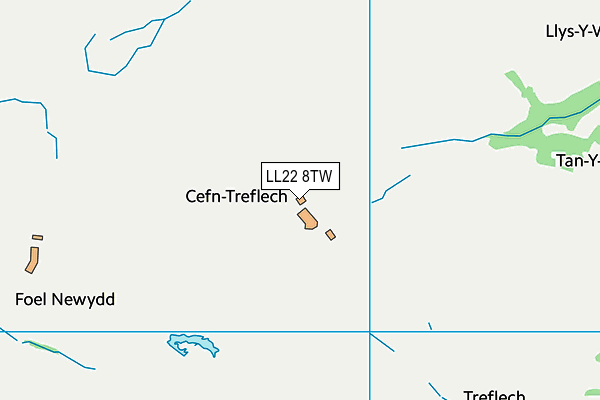 LL22 8TW map - OS VectorMap District (Ordnance Survey) LL22 8TW map - OS VectorMap District (Ordnance Survey)