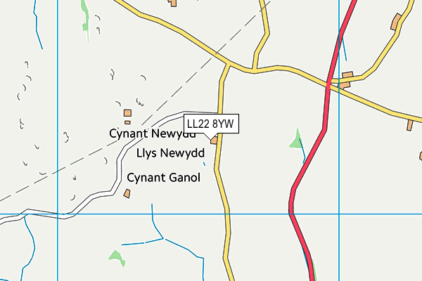 LL22 8YW map - OS VectorMap District (Ordnance Survey) LL22 8YW map - OS VectorMap District (Ordnance Survey)