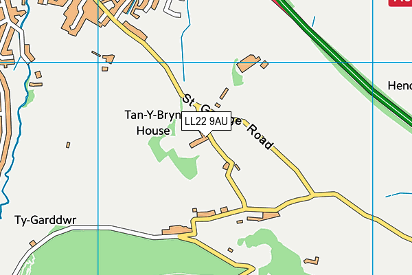 LL22 9AU map - OS VectorMap District (Ordnance Survey) LL22 9AU map - OS VectorMap District (Ordnance Survey)