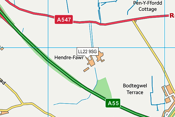 LL22 9SG map - OS VectorMap District (Ordnance Survey) LL22 9SG map - OS VectorMap District (Ordnance Survey)