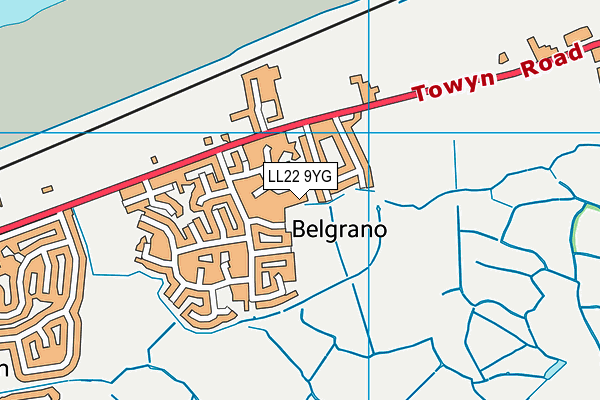 LL22 9YG map - OS VectorMap District (Ordnance Survey)