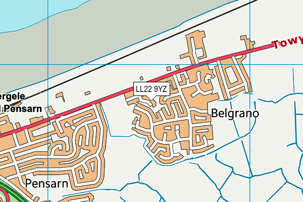 LL22 9YZ map - OS VectorMap District (Ordnance Survey) LL22 9YZ map - OS VectorMap District (Ordnance Survey)