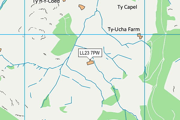LL23 7PW map - OS VectorMap District (Ordnance Survey) LL23 7PW map - OS VectorMap District (Ordnance Survey)