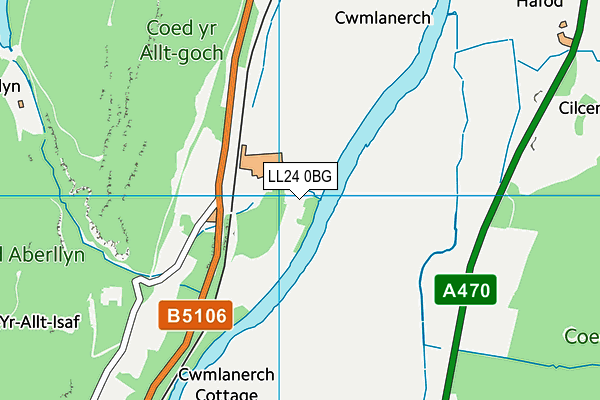 LL24 0BG map - OS VectorMap District (Ordnance Survey) LL24 0BG map - OS VectorMap District (Ordnance Survey)