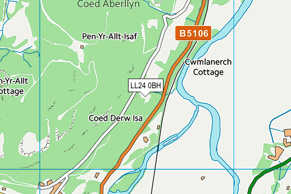 LL24 0BH map - OS VectorMap District (Ordnance Survey) LL24 0BH map - OS VectorMap District (Ordnance Survey)
