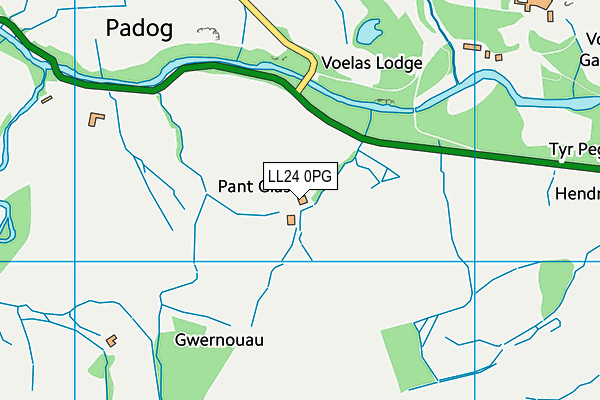 LL24 0PG map - OS VectorMap District (Ordnance Survey) LL24 0PG map - OS VectorMap District (Ordnance Survey)