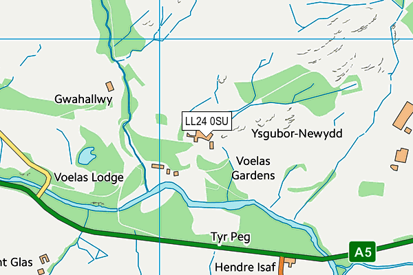 LL24 0SU map - OS VectorMap District (Ordnance Survey) LL24 0SU map - OS VectorMap District (Ordnance Survey)