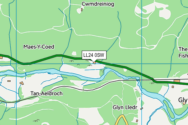 LL24 0SW map - OS VectorMap District (Ordnance Survey) LL24 0SW map - OS VectorMap District (Ordnance Survey)